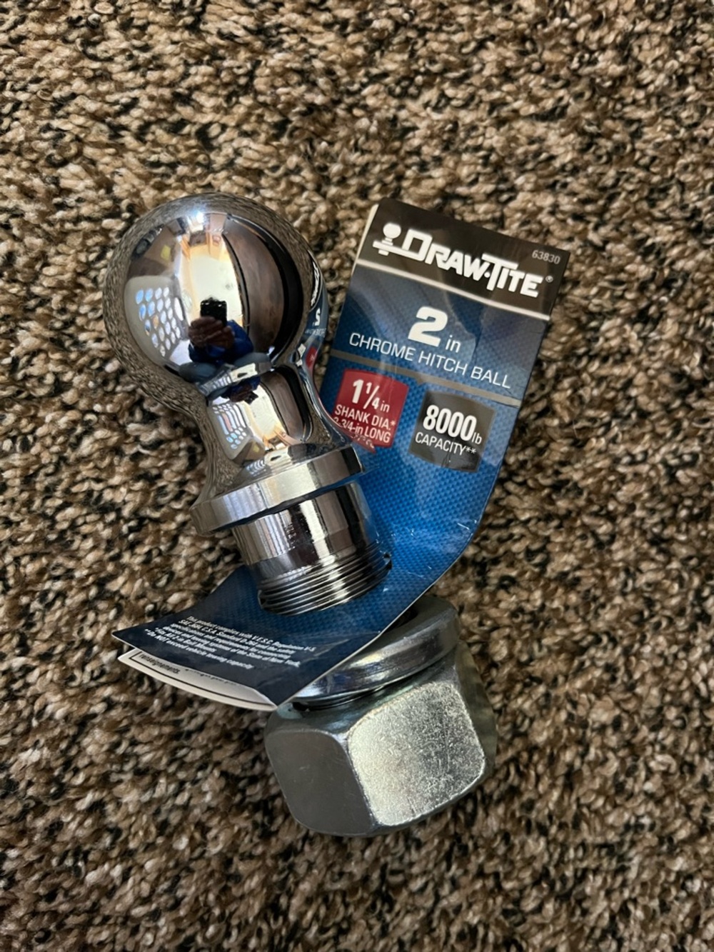 Draw-Tite 2" Chrome Hitch Ball - Shank 1 1/4"
